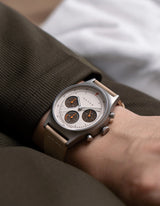 Natural Solar chronograph leather strap watches