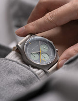 Offwhite solar chronograph leather strap watches