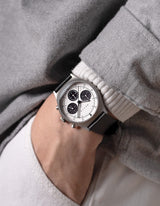 Black Solar chronograph leather strap watches