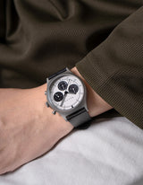 Black Solar chronograph leather strap watches