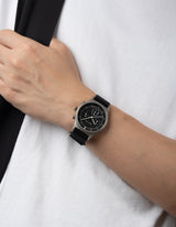 Black solar chronograph watches for men