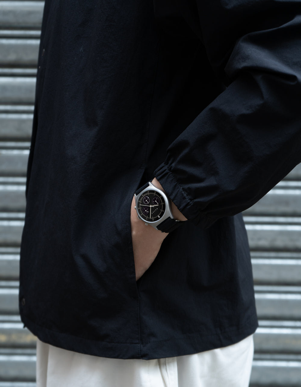 Black solar chronograph watches for men
