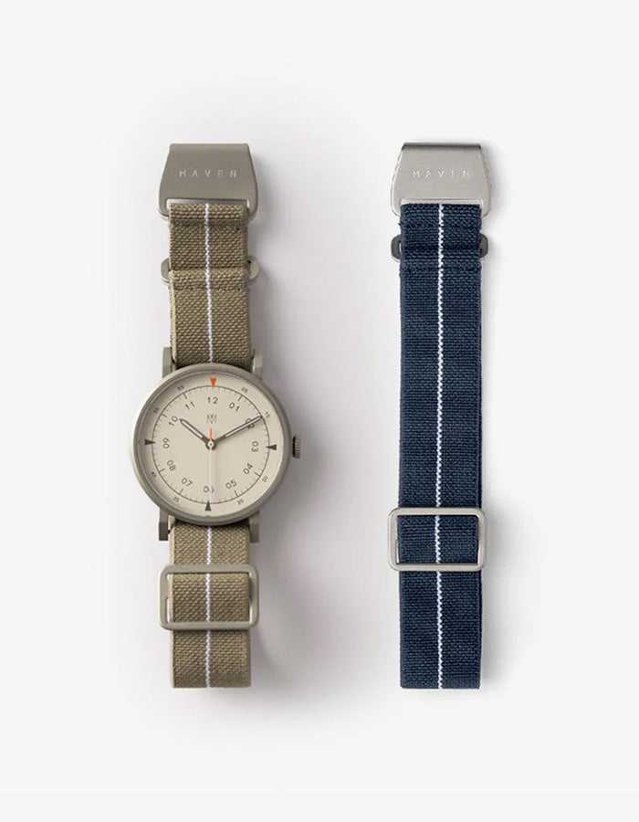MUS-01 KHAKI P 40MM + NAVY PARACHUTE STRAP SET