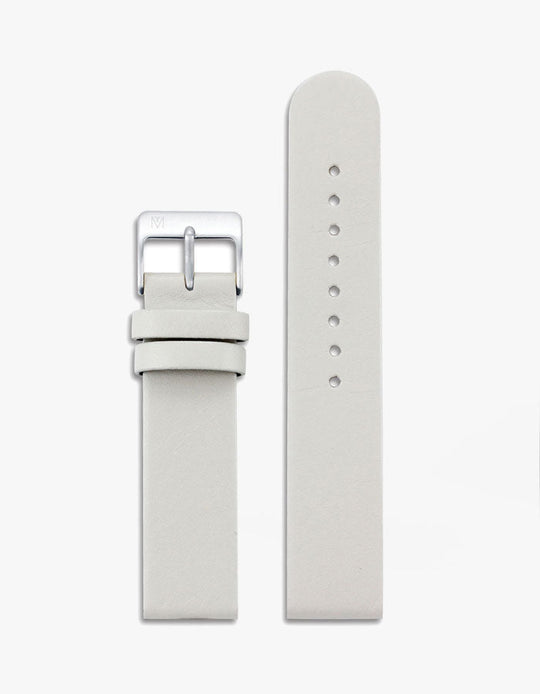 20mm Offwhite Leather Strap (Silver)